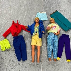 Vintage Mattel Ken dolls 1968 and 1989 with lots of clothes Barbie figured
